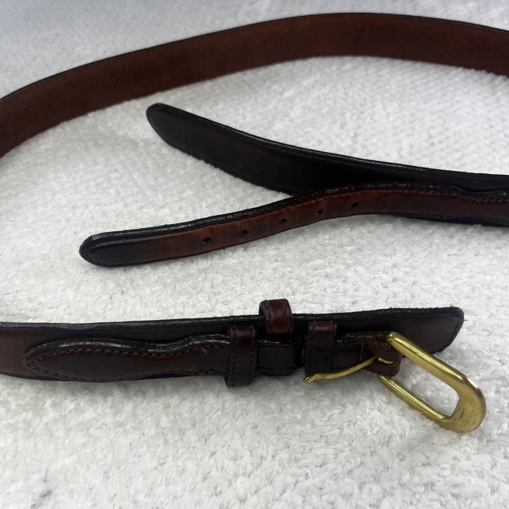 Brighton Mens Brown Mahogany Leather Belt Gold Buckle Dress Casual 35307 Size 42
